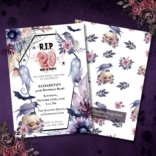 RIP 20誕生日ハロウィーンのマイルストーン葬儀 招待状