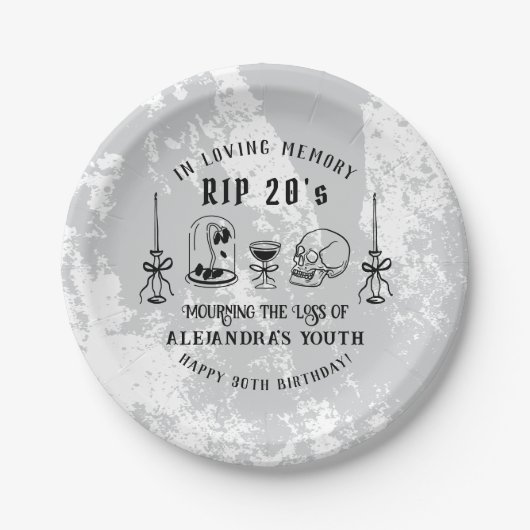 RIP 20sの死を30歳の私の誕生日に落書きする ペーパープレート (正面)