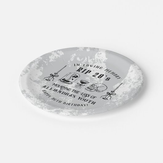 RIP 20sの死を30歳の私の誕生日に落書きする ペーパープレート (アングル)