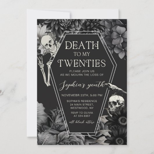 RIP 20sの30歳の誕生日の死を私の若者に 招待状 (正面)