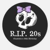 Rip 20sコケットエステティックボウ30th誕生日パーティー ラウンドシール (正面)
