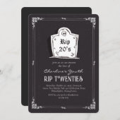 RIP 20sスカルブラック30th誕生日パーティの招待状 招待状 (正面/裏面)