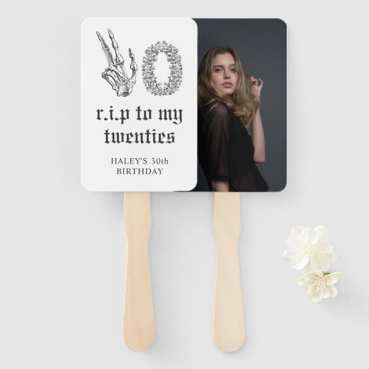 RIP 20sスケルトン写真30th誕生日 ハンドファン (正面&裏面)