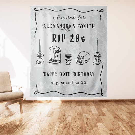 RIP 20sドードルストーン葬式を見る30歳の誕生日 タペストリー
