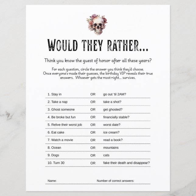 RIP 20sパーティーゲーム、彼らはむしろゲームシート (正面)