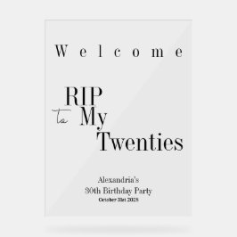 RIP 20sブラックタイポグラフィ30th Birthday Welcome アクリルサイン