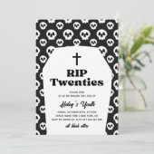 RIP 20s葬儀ゴシックブラック30th誕生日 招待状 (スタンド正面)