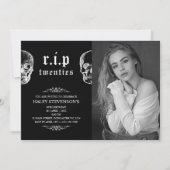 RIP 20s葬儀スカル30th誕生日の写真 招待状 (正面)