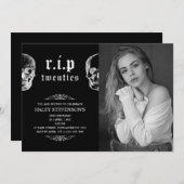 RIP 20s葬儀スカル30th誕生日の写真 招待状 (正面/裏面)