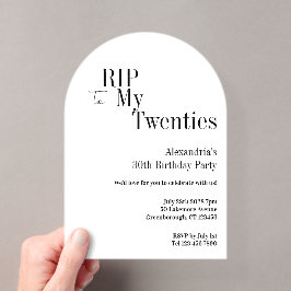 RIP 20s 30歳の誕生日パーティー 白シンプル アクリル招待状