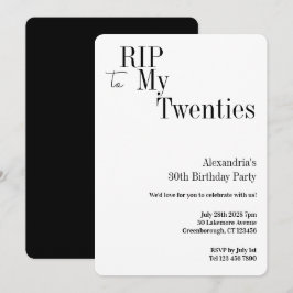RIP 20s 30歳の誕生日 ミニマルパーティー 招待状