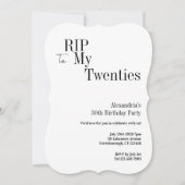 RIP 20s 30歳の誕生日 ミニマルパーティー 招待状 (正面)