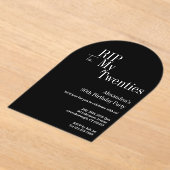 RIP 20s 30th誕生日パーティー白黒 アクリル招待状 (レイダウン)