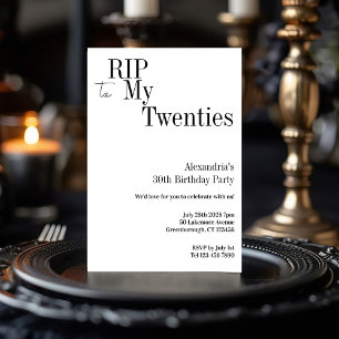 RIP 20s 30th誕生日ミニマルパーティー 招待状