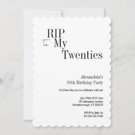 RIP 20s 30th Birthday Minimal Party 招待状