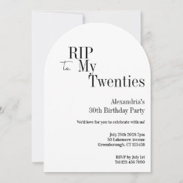 RIP 20s 30th Birthday Minimal Party 招待状