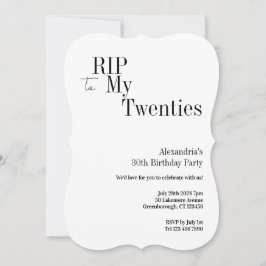 RIP 20s 30th Birthday Minimal Party 招待状