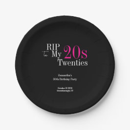RIP 20s 30th Birthday Party Black Pink ペーパープレート