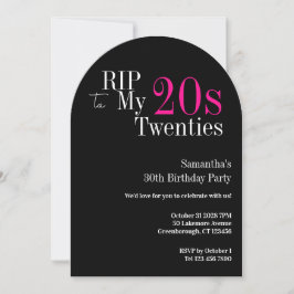 RIP 20s 30th Birthday Party Black Pink 招待状