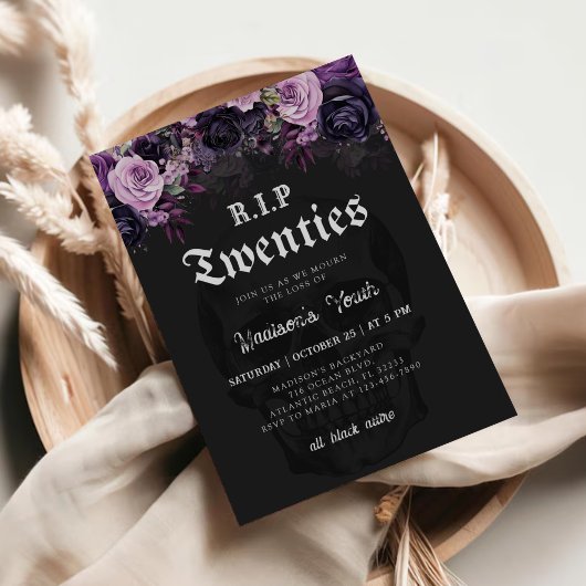 RIP 20s Floral Death to my Youth 30th Birthday 招待状