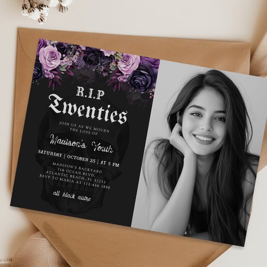 RIP 20s Floral Death to my Youth 30th Birthday  招待状