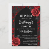 RIP 20s Gothic Red Roses Funeral 30th Birthday 招待状 (正面)