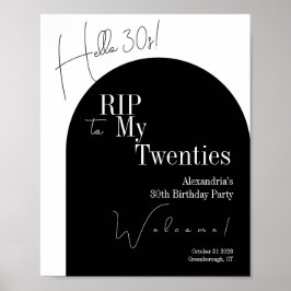 RIP 20s Hello 30s 30歳の誕生日パーティー ウェルカム ポスター