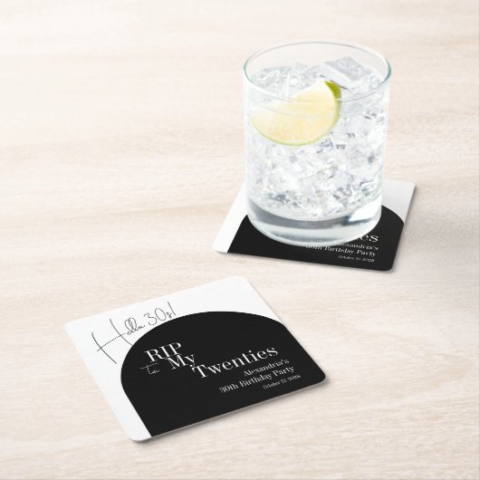 RIP 20s Hello 30s 30th birthday party スクエアペーパーコースター (インサイチュ)