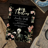 RIP 30代フローラスケルトン40歳の誕生日パーティー 箔招待状