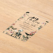 RIP 30代ブラックスケルトン40歳の誕生日パーティー アクリル招待状 (レイダウン)