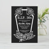 Rip 30sブラックバラ棺40th誕生日パーティー 招待状 (スタンド正面)
