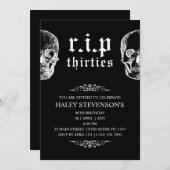 RIP 30s倹約おもしろいスカル葬儀40th誕生日 招待状 (正面/裏面)