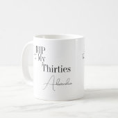 RIP 30's 40歳の誕生日 ブラック&ホワイト コーヒーマグカップ (正面左)