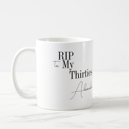 RIP 30's 40歳の誕生日 ブラック&ホワイト コーヒーマグカップ (左)