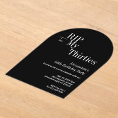 RIP 30s 40th Birthday Black and White Party アクリル招待状 (レイダウン)