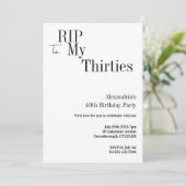 RIP 30s 40th Birthday Minimal Party 招待状 (スタンド正面)