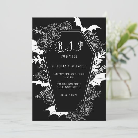 RIP 30s 40th Gothic Birthday Party 招待状 (スタンド正面)