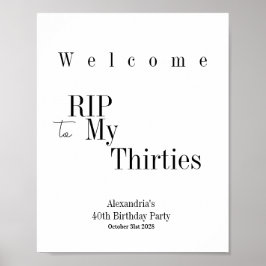 RIP 30s Party 40th Birthday Welcome ポスター