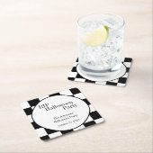 RIP Halloween Black and White Check Party スクエアペーパーコースター (インサイチュ)