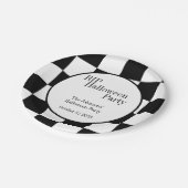 RIP Halloween Black and White Check Party ペーパープレート (アングル)