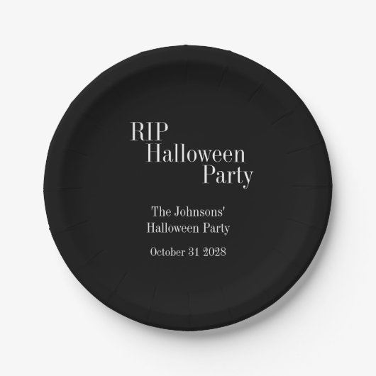 RIP Halloween Black and White Party ペーパープレート (正面)