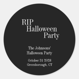 RIP Halloween Black and White Party ラウンドシール