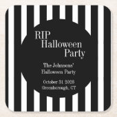 RIP Halloween Black and White Stripe Party スクエアペーパーコースター (正面)