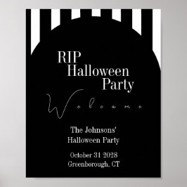RIP Halloween Black and White Stripe Party Welcome ポスター
