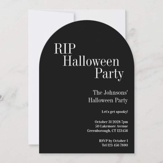 RIP Halloween Party Black and White 招待状 (正面)