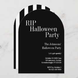 RIP Halloween Party Black and White Stripe 招待状