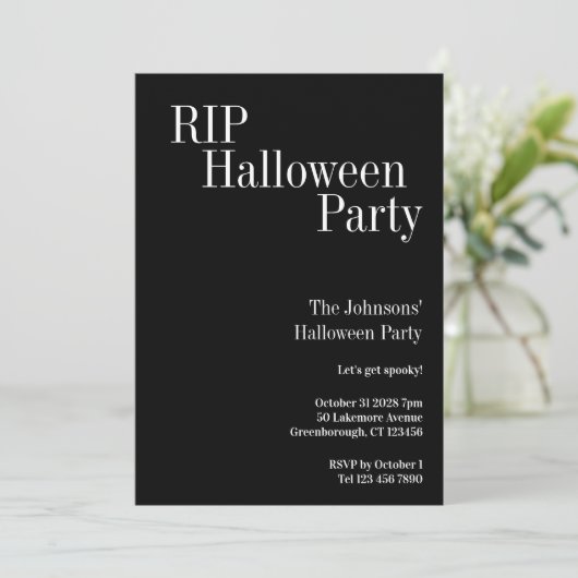 RIP Halloween Party Black and White Stripe 招待状 (スタンド正面)