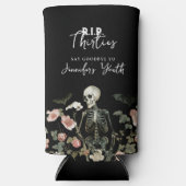 RIP Thirties Gothic Skeleton Floral Birthday  スリム缶クーラー (正面)