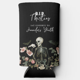 RIP Thirties Gothic Skeleton Floral Birthday  スリム缶クーラー