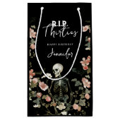 RIP Thirties Pink Floral Skeleton 40th Birthday スモールペーパーバッグ (裏面)